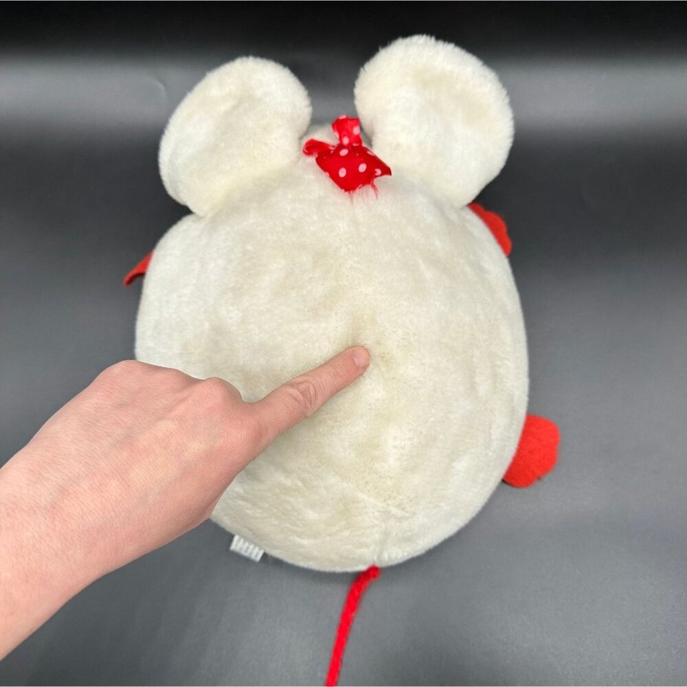 Vintage White Plush Mouse Toy Stuffed Animal Walmart Exclusive 1980s Retro Red - Picture 9 of 10